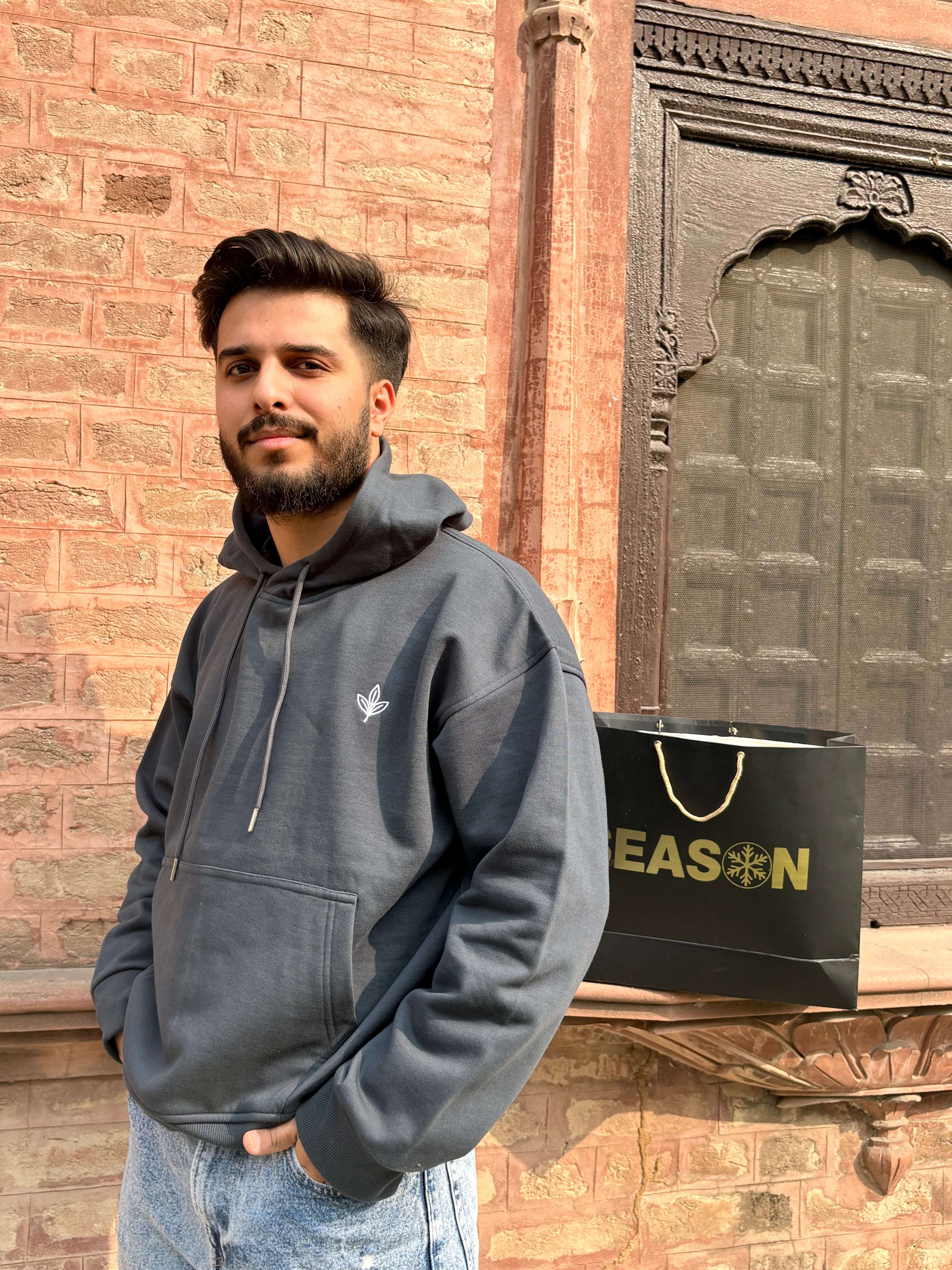 Season Signature Oversized Hoodie -Dark Grey