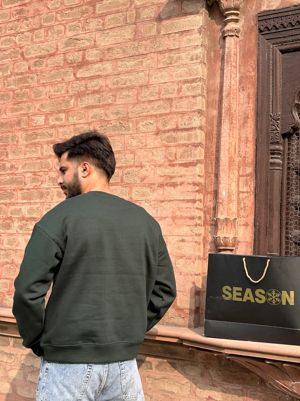 Season Signature Oversized Sweatshirt -Bottle Green