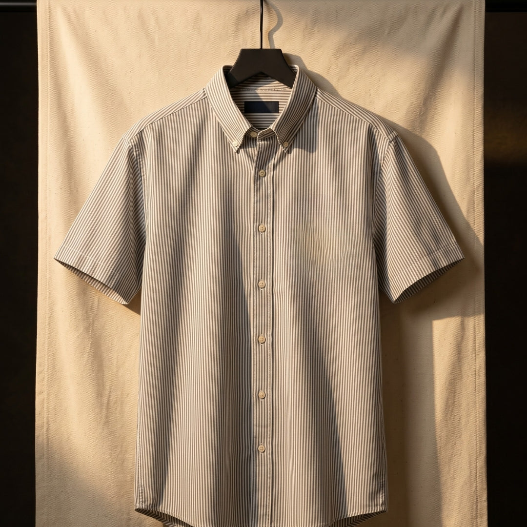 Season Black Breeze Stripe Linen Shirt