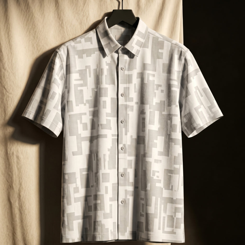 Season Ivory Mosaic Resort Shirt Grey