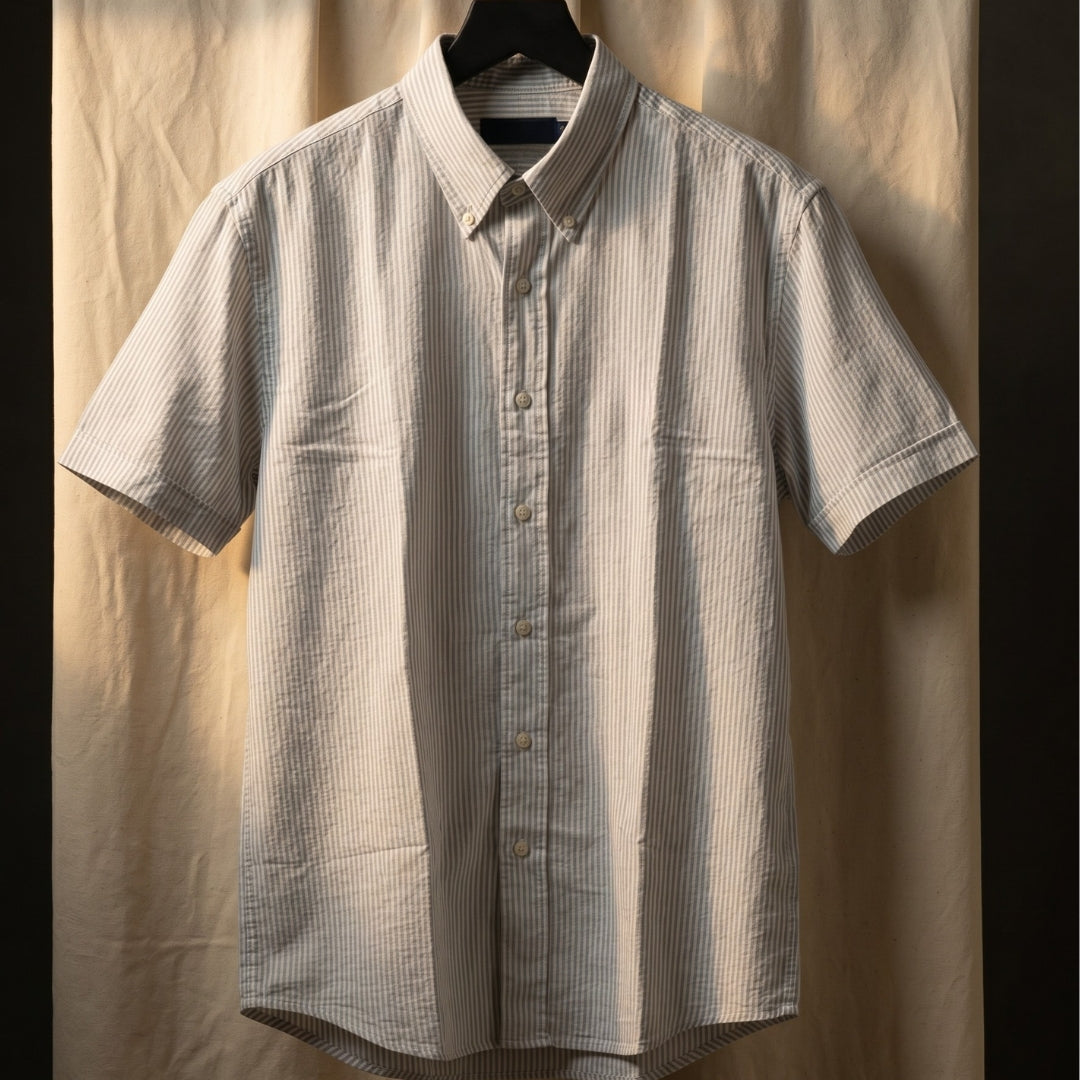 Season Fade Blue Breeze Stripe Linen Shirt