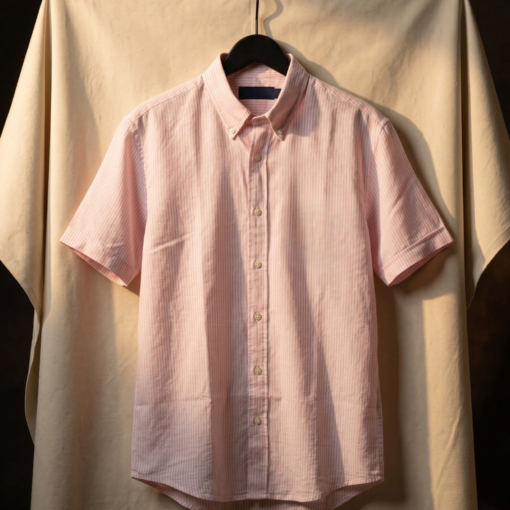 Season Pink Breeze Stripe Linen Shirt