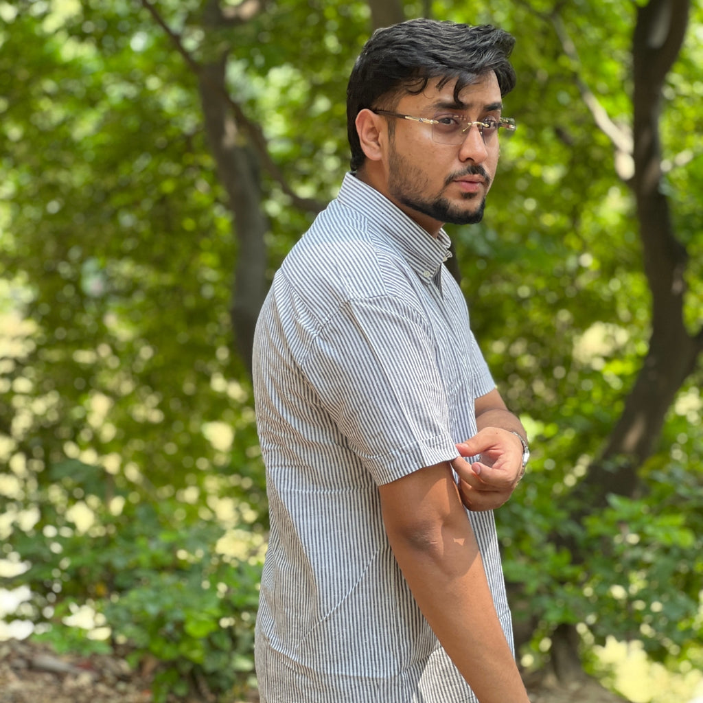 Season Black Breeze Stripe Linen Shirt