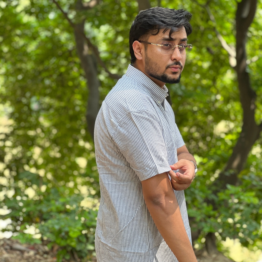 Season Black Breeze Stripe Linen Shirt