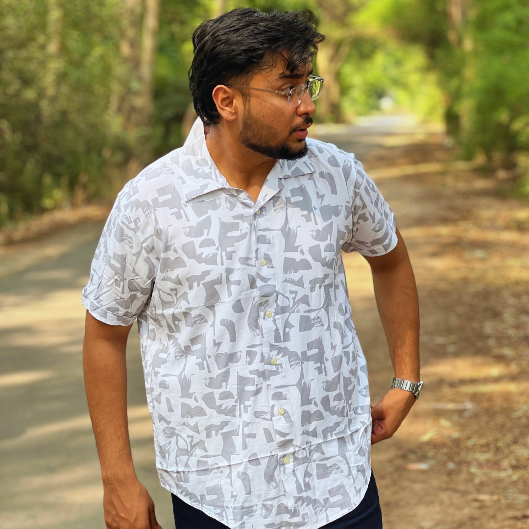 Season Ivory Mosaic Resort Shirt Grey