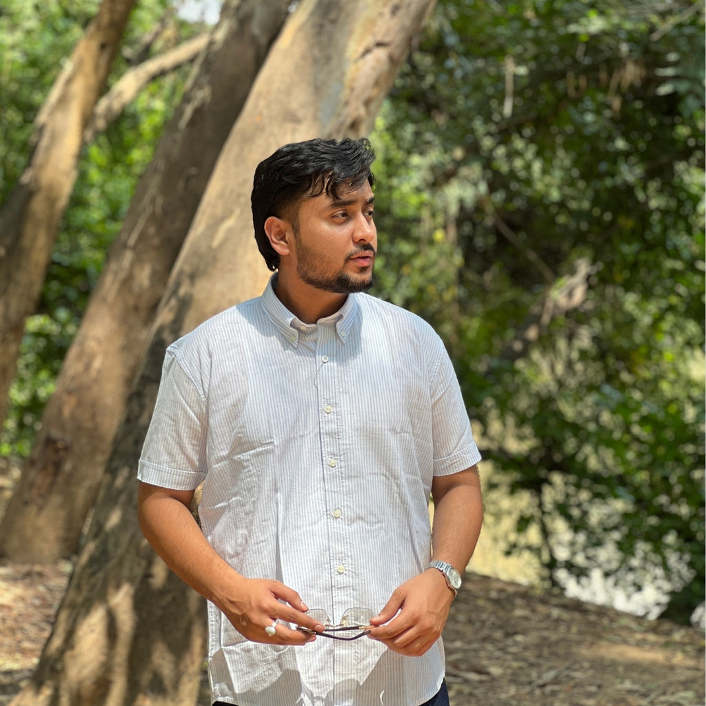 Season Blue Breeze Stripe Linen Shirt