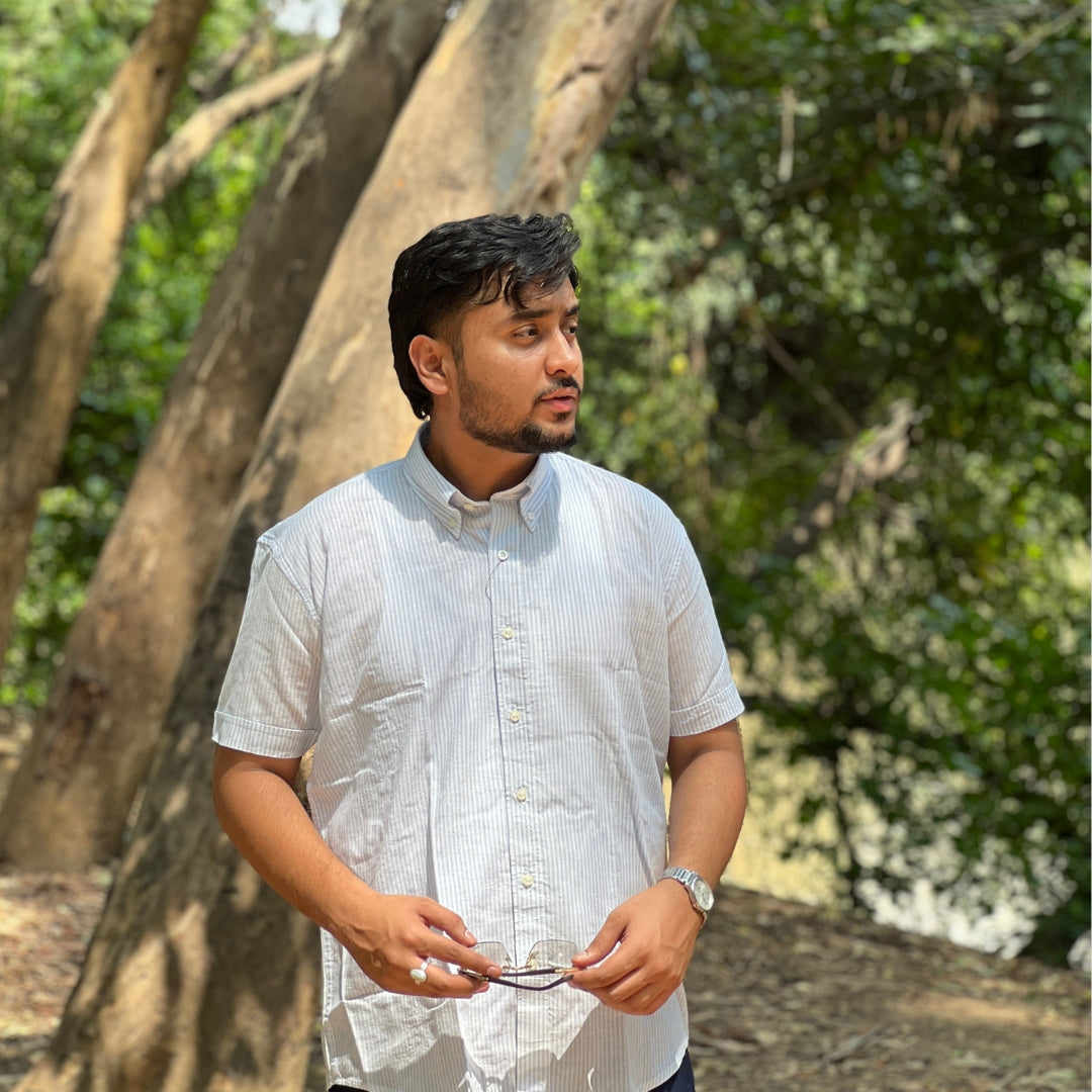 Season Blue Breeze Stripe Linen Shirt