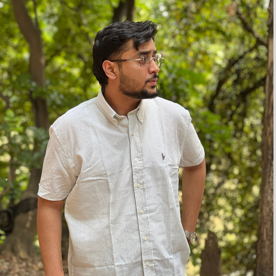 Season Ivory Breeze linen Stripe Shirt