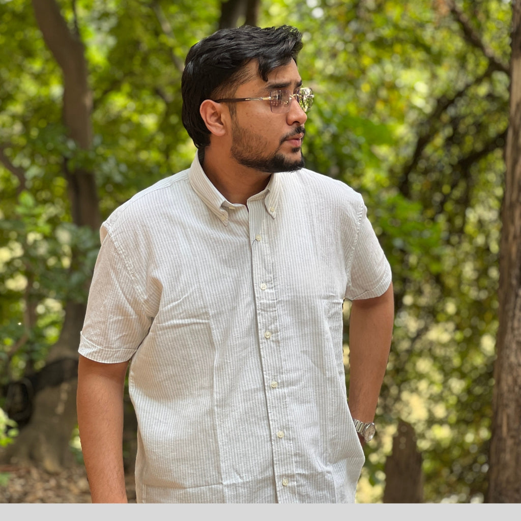 Season Fade Blue Breeze Stripe Linen Shirt