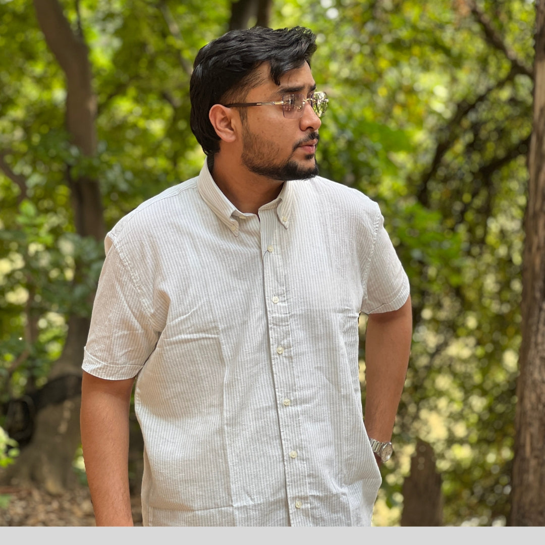 Season Fade Blue Breeze Stripe Linen Shirt