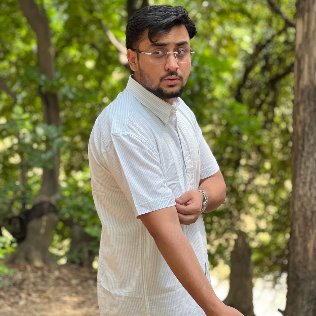 Season Ivory Breeze linen Stripe Shirt