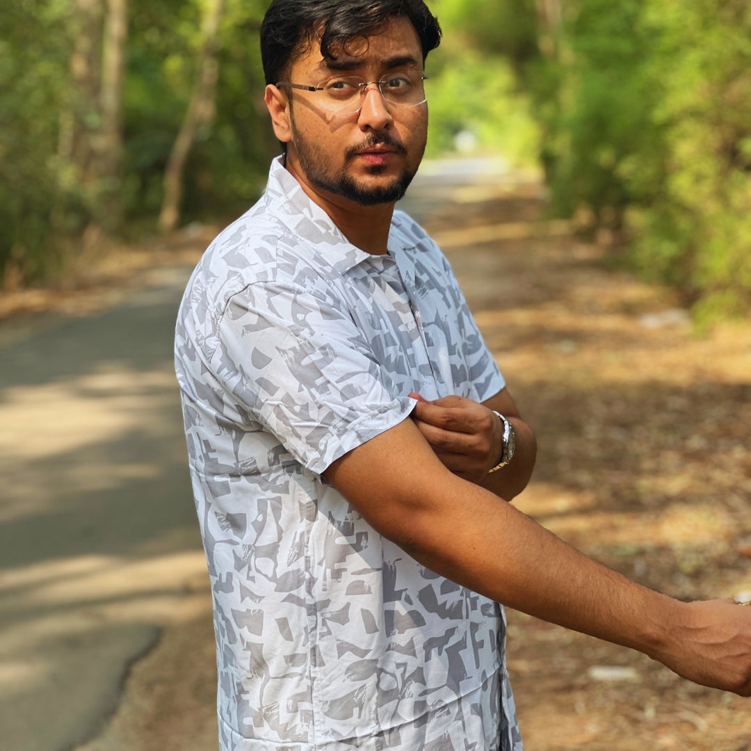 Season Ivory Mosaic Resort Shirt Grey