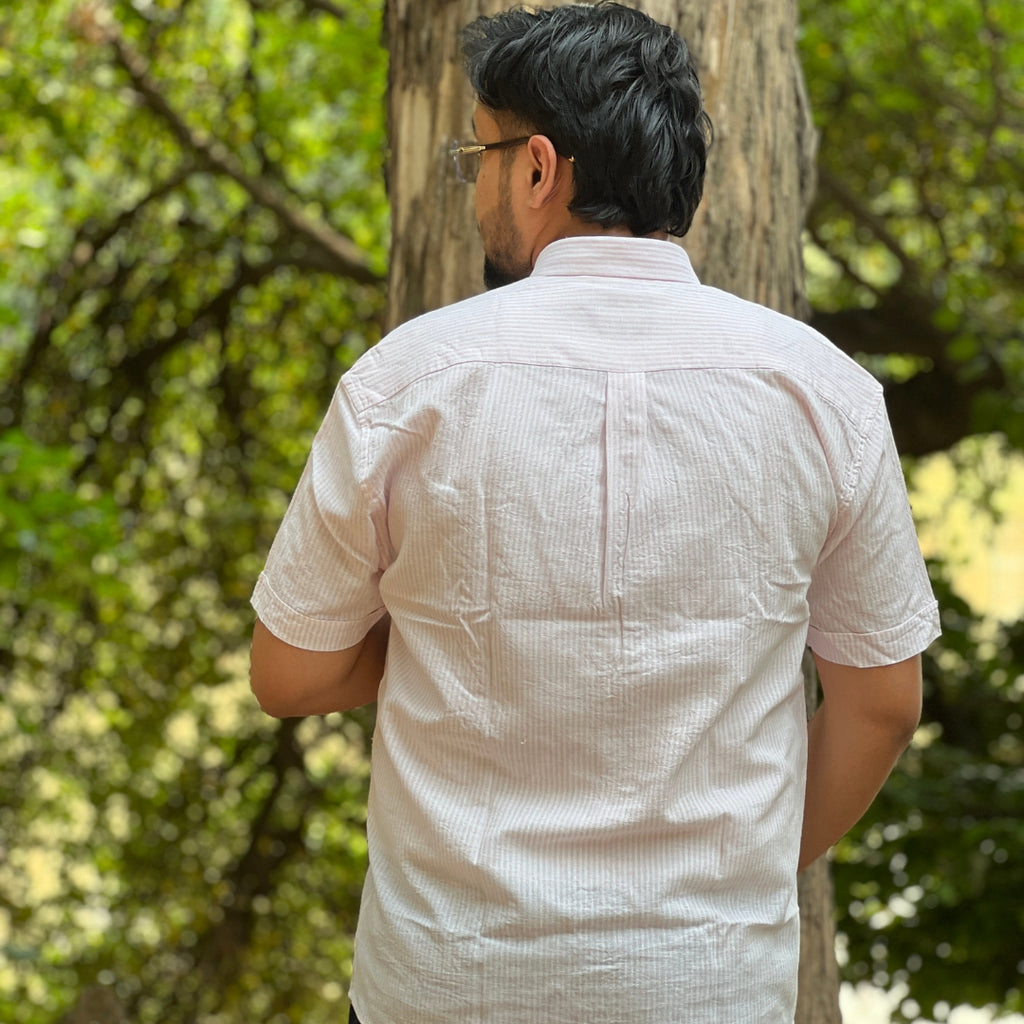 Season Pink Breeze Stripe Linen Shirt