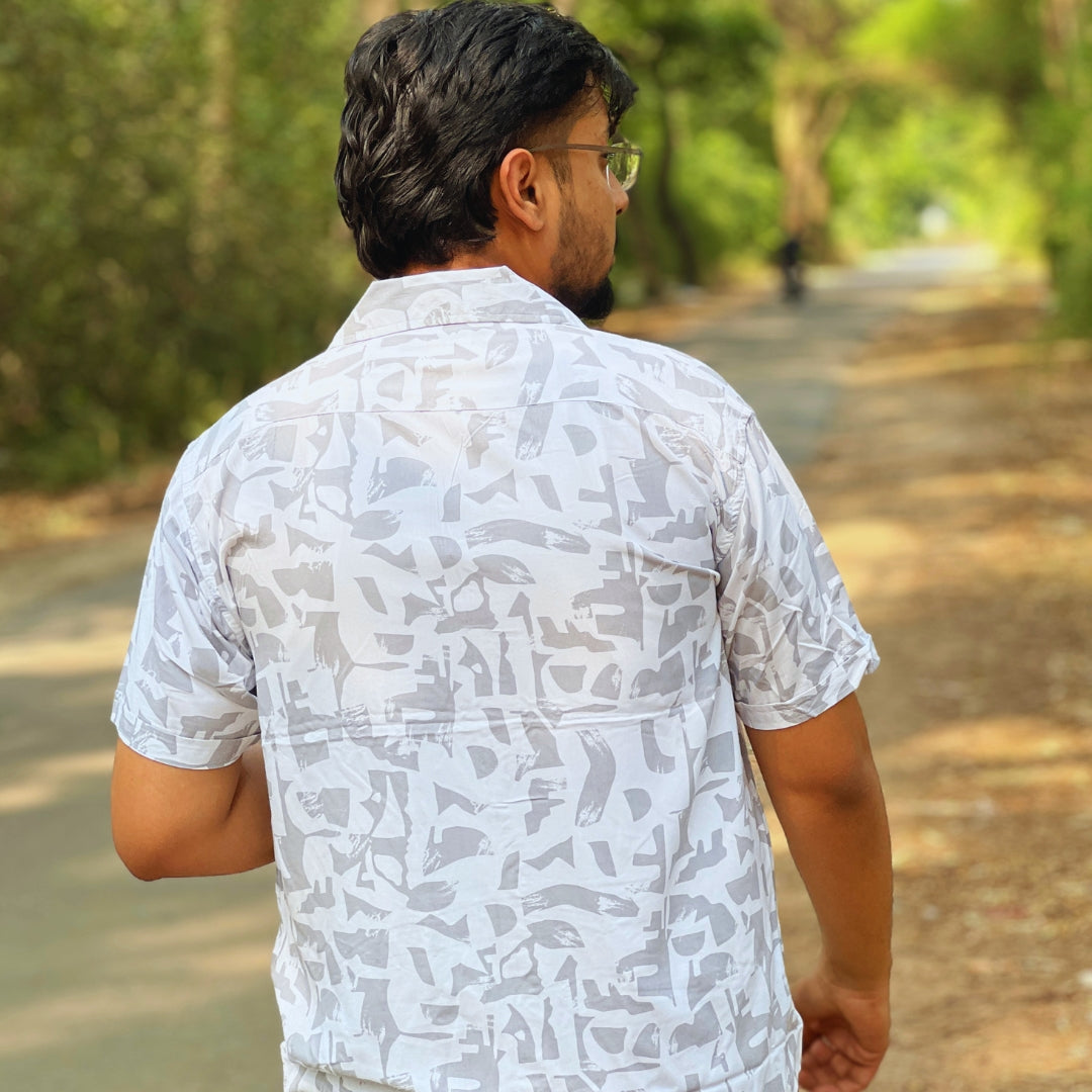 Season Ivory Mosaic Resort Shirt Grey