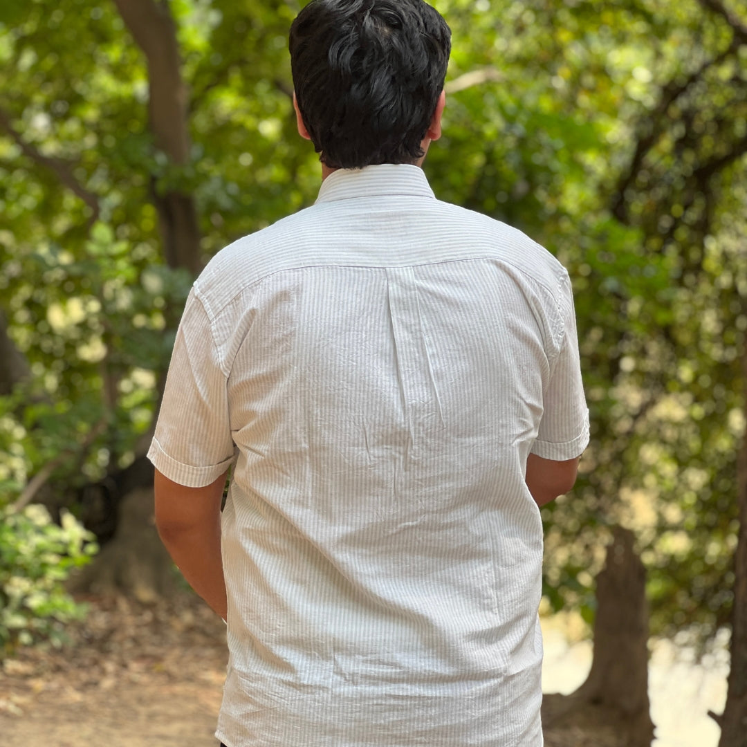 Season Fade Blue Breeze Stripe Linen Shirt