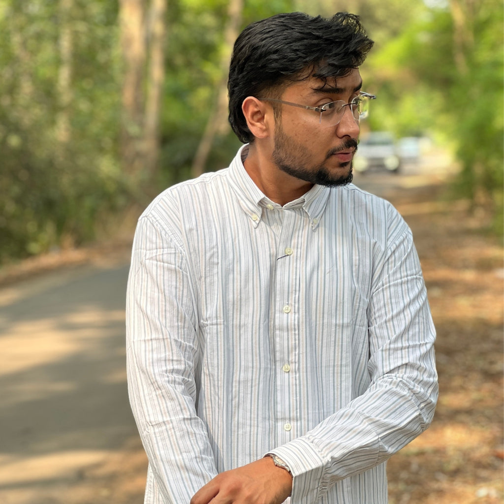 Season Blush Pinstripe Oxford Shirt Off White