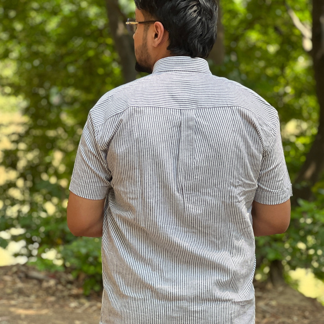 Season Black Breeze Stripe Linen Shirt