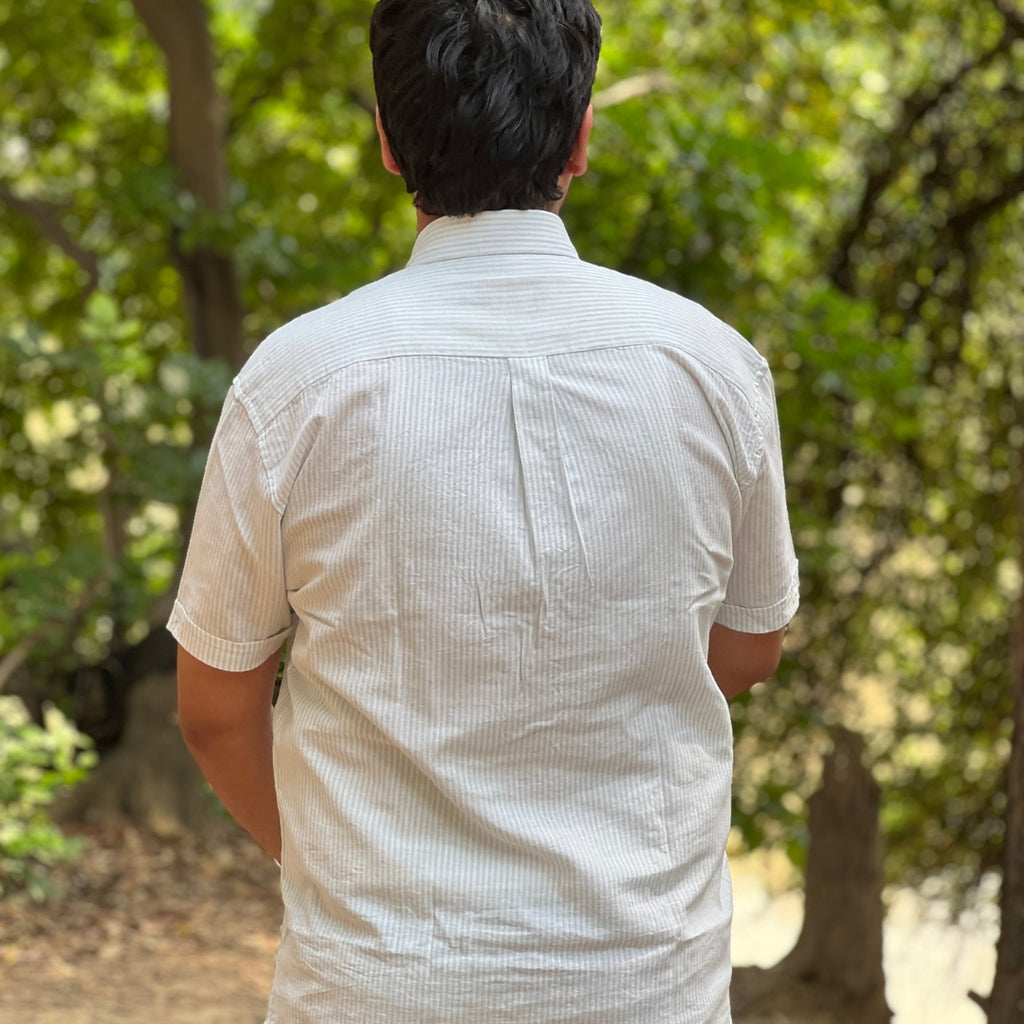 Season Ivory Breeze linen Stripe Shirt
